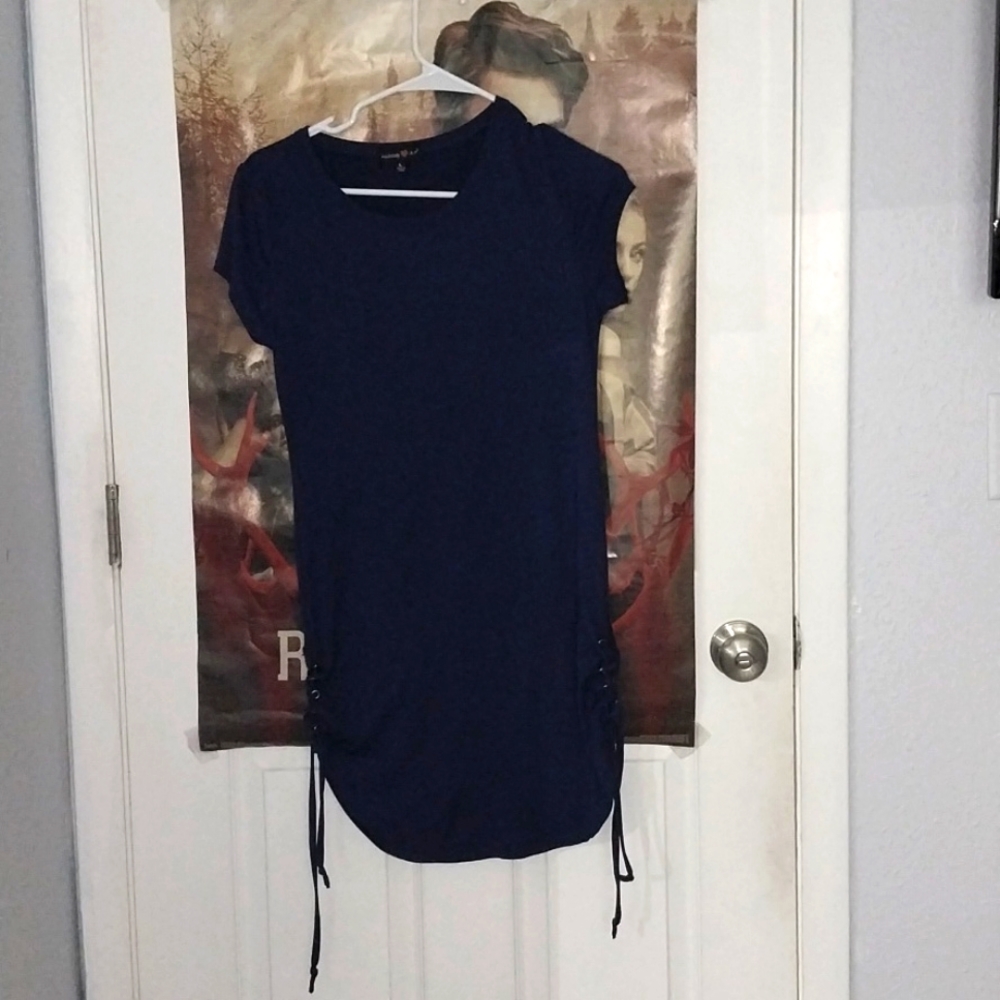 NAVY BLUE DRESS WITH TIES ON SIDES